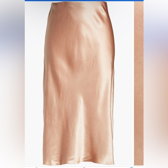 NWT Vince Plus Size Elegant Side Slit Satin Midi Skirt - Yarrow Champagne Sz XXL - Picture 3 of 7